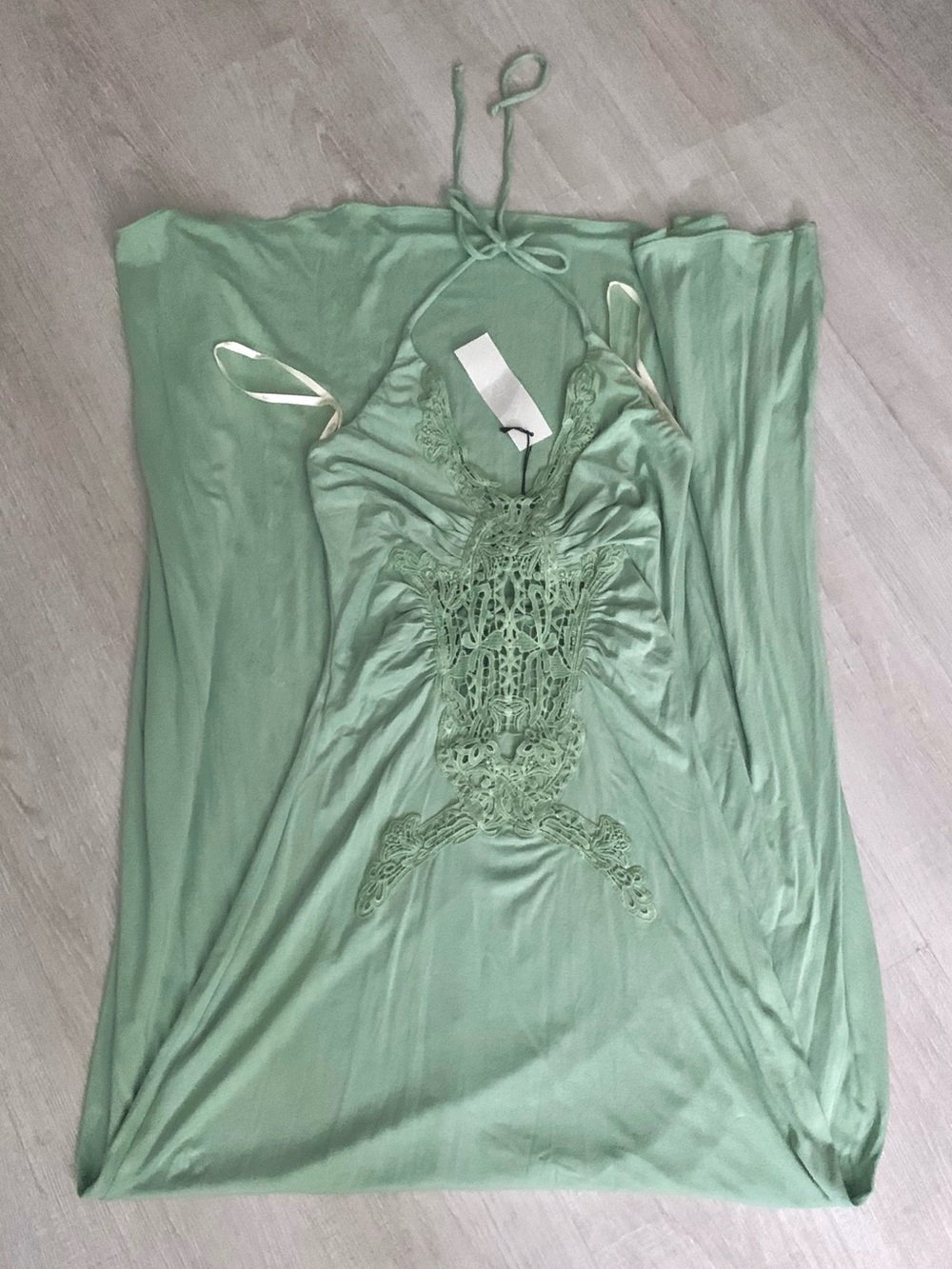 Sky Brand Gozma Crochet Maxi Dress Moss Green/Sage Small NWT